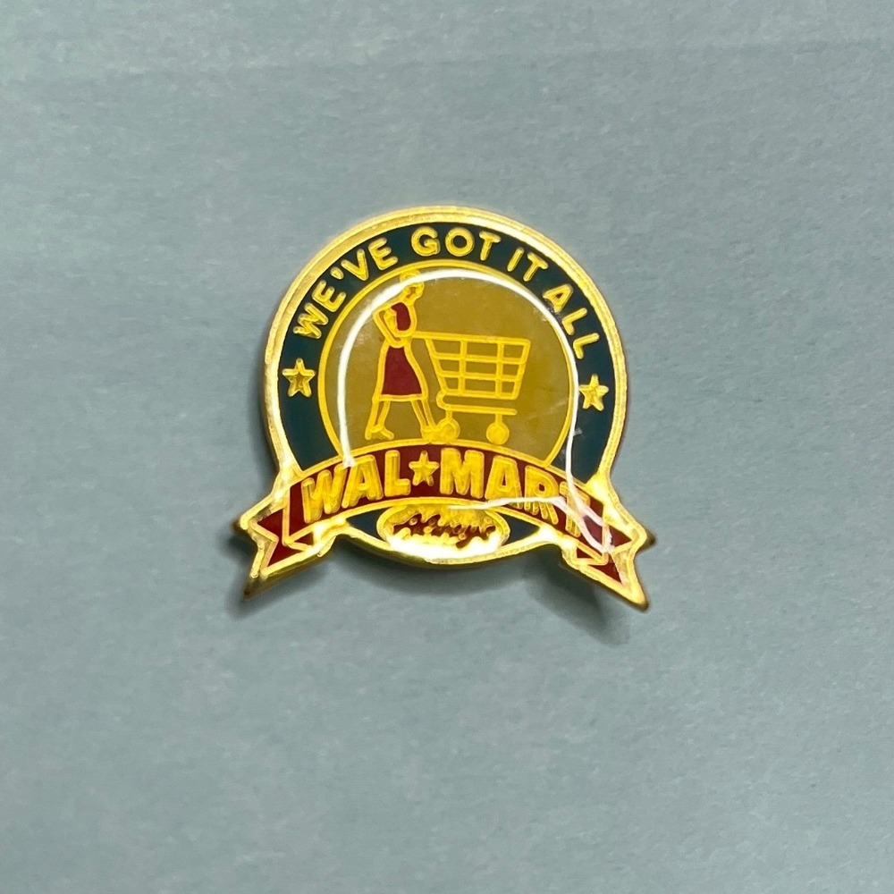 VTG Walmart Employee Pin We Got It All Shopping Cart Logo Badge Collectible
